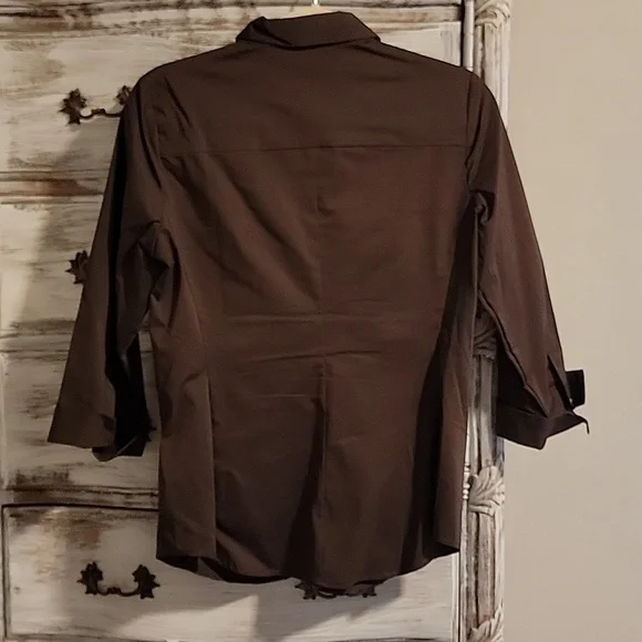 New York & Company Dark Brown Blouse - Picture 5 of 6